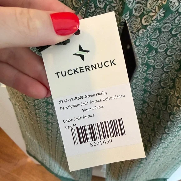 Tuckernuck Green Patterned Wide Leg Pants - Picture 3 of 5